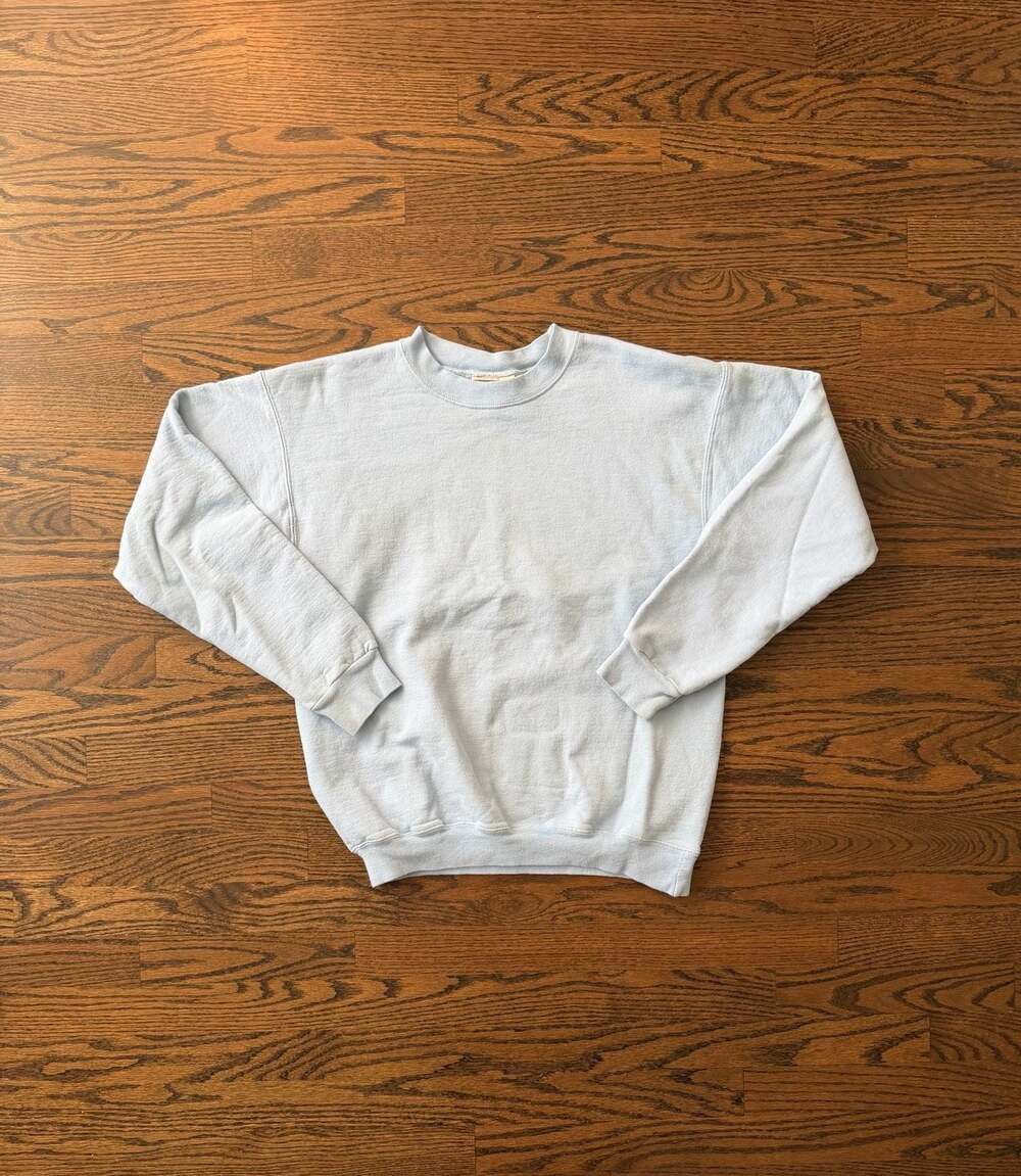 Vintage Hanes Ultimate Cotton Printpro Light Blue Blank Crewneck Sweatshirt